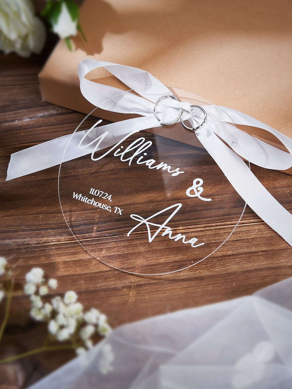 Porta Fedi Anelli Personalizzato in Acrilico Nozze Regalo Matrimonio Nomi