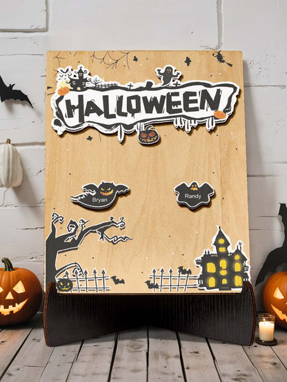 Targa Fantasmino in Legno Personalizzata Nome Regalo Decorazione Segnaposto Halloween