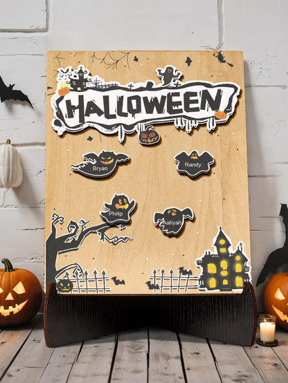 Targa Fantasmino in Legno Personalizzata Nome Regalo Decorazione Segnaposto Halloween