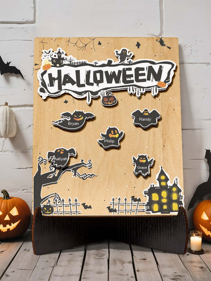 Targa Fantasmino in Legno Personalizzata Nome Regalo Decorazione Segnaposto Halloween