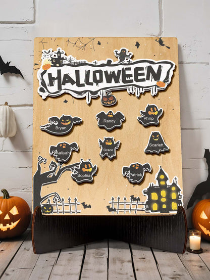 Targa Fantasmino in Legno Personalizzata Nome Regalo Decorazione Segnaposto Halloween