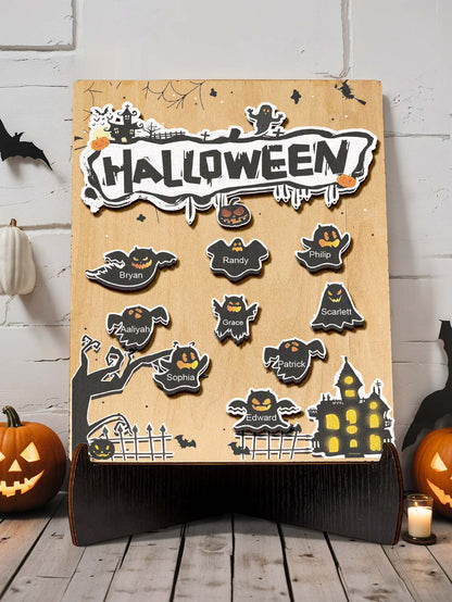 Targa Fantasmino in Legno Personalizzata Nome Regalo Decorazione Segnaposto Halloween