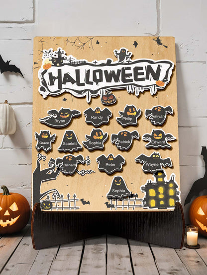 Targa Fantasmino in Legno Personalizzata Nome Regalo Decorazione Segnaposto Halloween