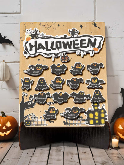 Targa Fantasmino in Legno Personalizzata Nome Regalo Decorazione Segnaposto Halloween