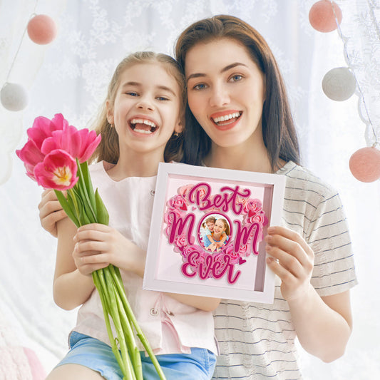 Shadow Box Personalizzata con Fiori e Foto Regalo Festa della Mamma