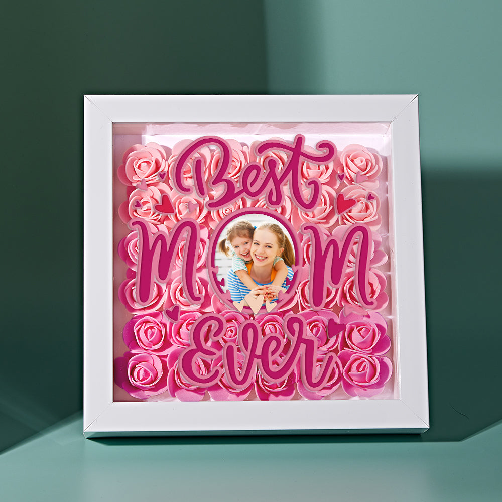Shadow Box Personalizzata con Fiori e Foto Regalo Festa della Mamma
