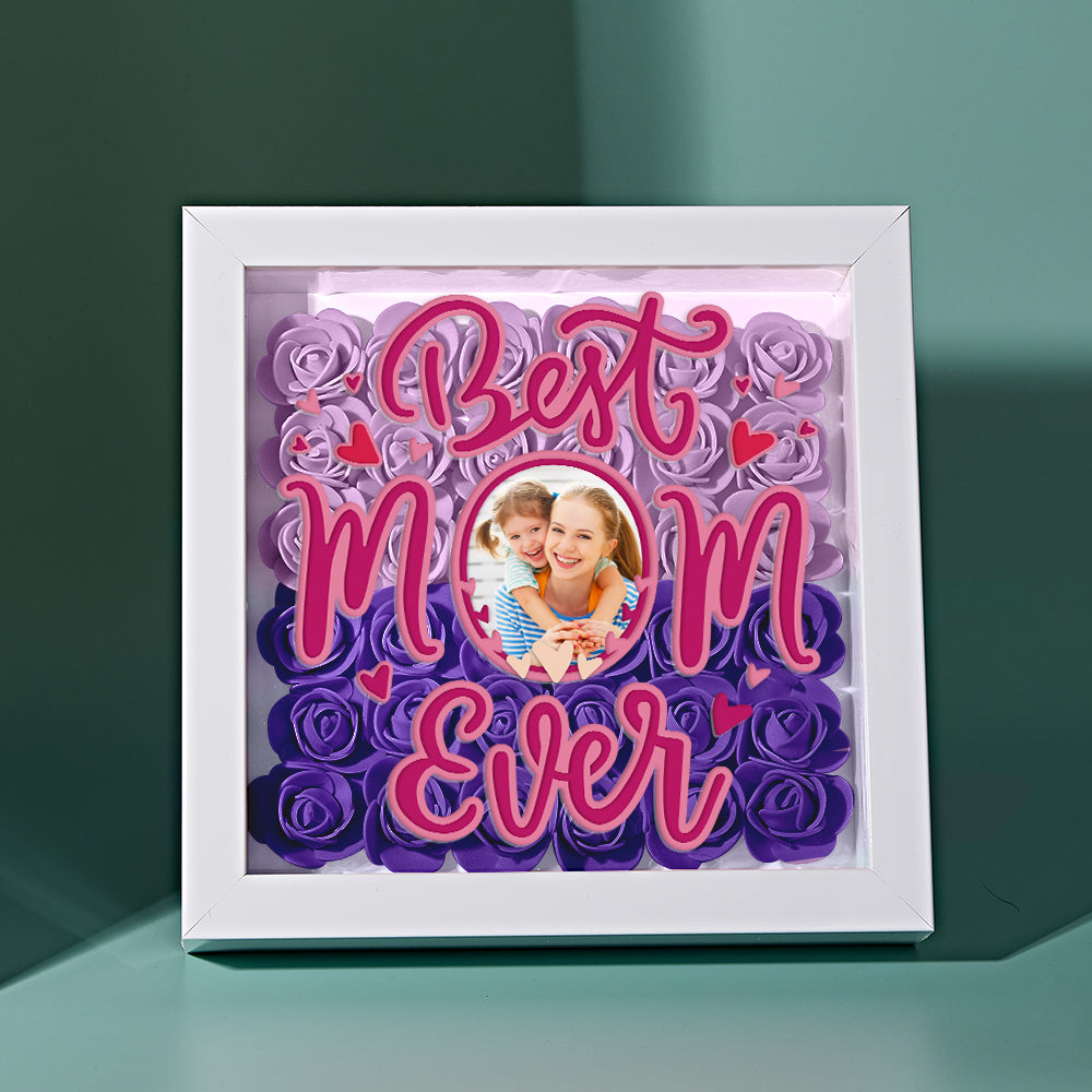 Shadow Box Personalizzata con Fiori e Foto Regalo Festa della Mamma