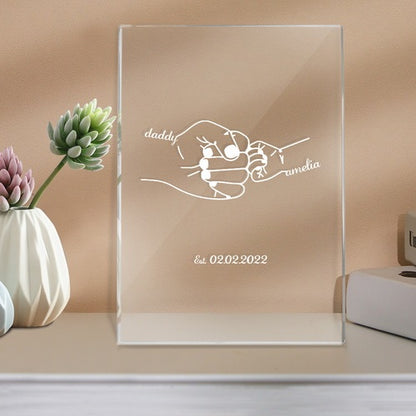 Lampada LED Personalizzata "Mano nella Mano" – Regalo Emozionale per il Papà con Nome e Data