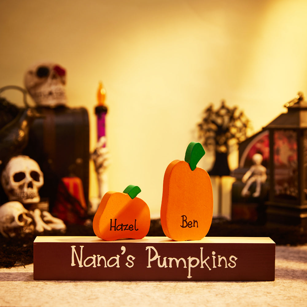 Zucca Personalizzata con Nome e Base in Legno Regalo Halloween Famiglia