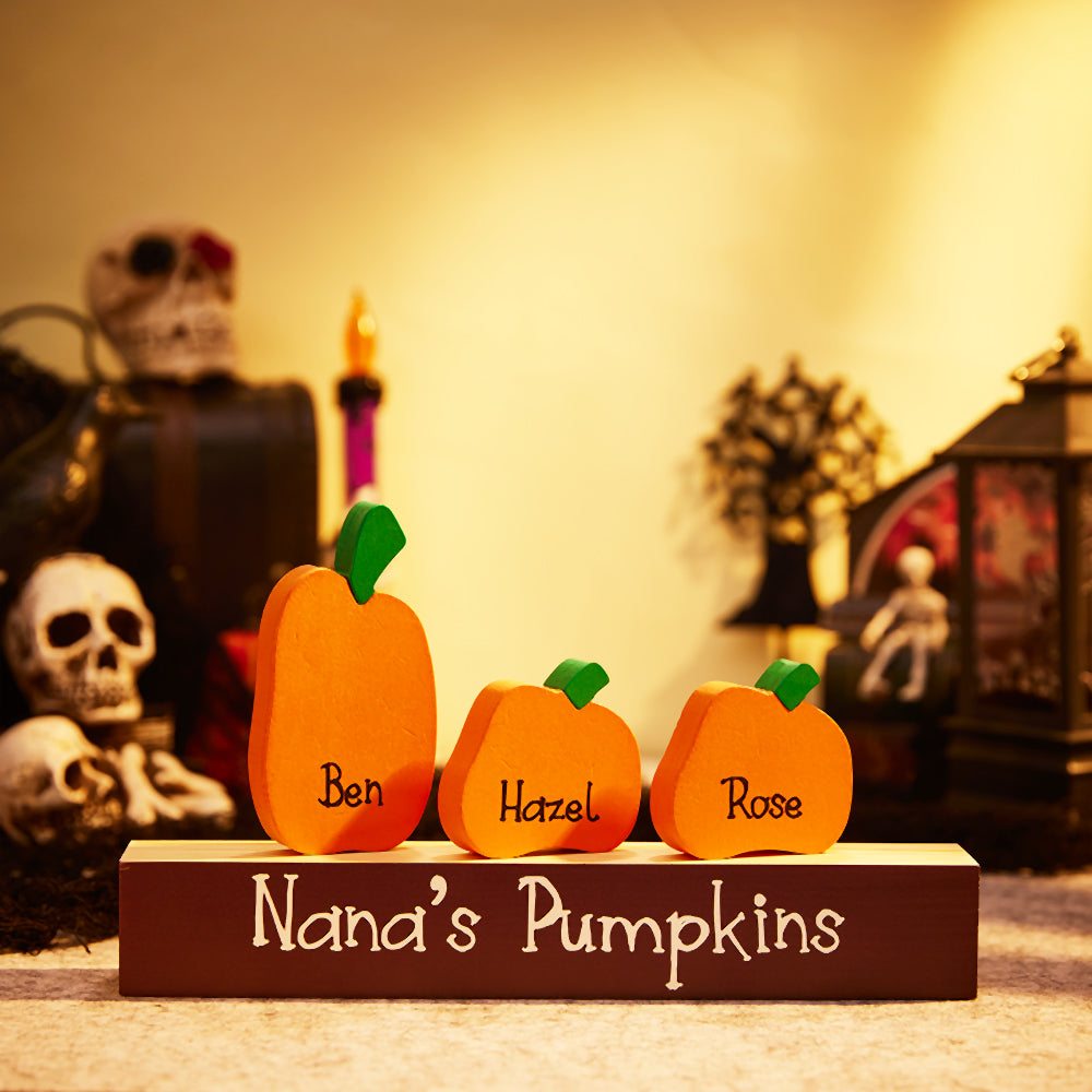 Zucca Personalizzata con Nome e Base in Legno Regalo Halloween Famiglia