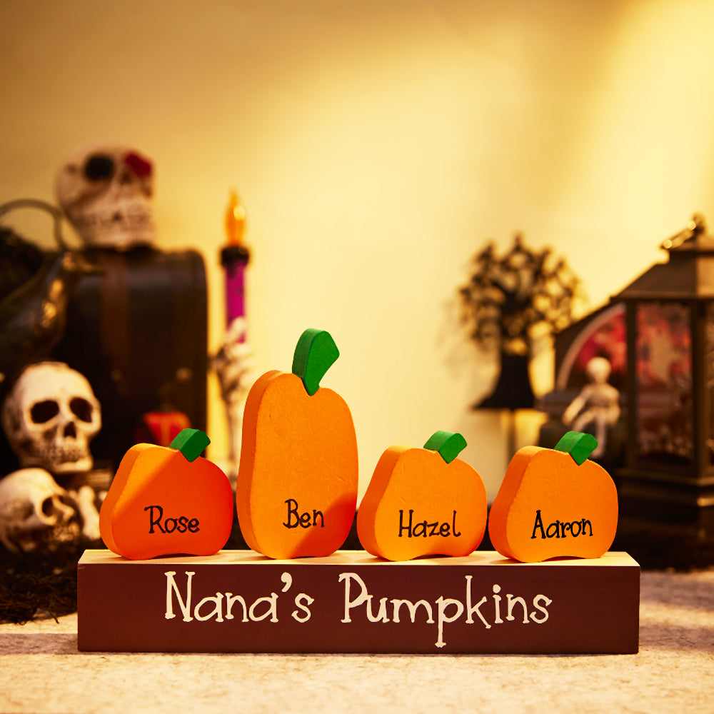 Zucca Personalizzata con Nome e Base in Legno Regalo Halloween Famiglia
