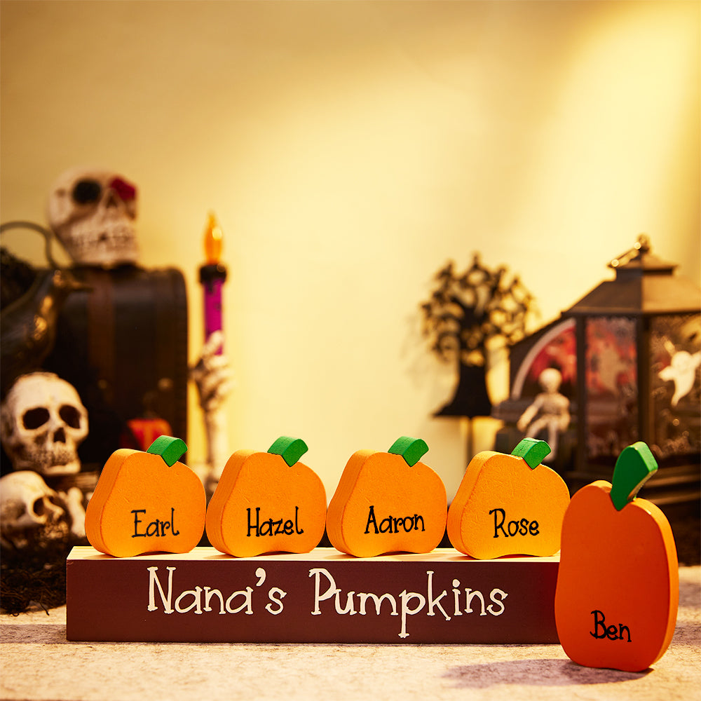 Zucca Personalizzata con Nome e Base in Legno Regalo Halloween Famiglia