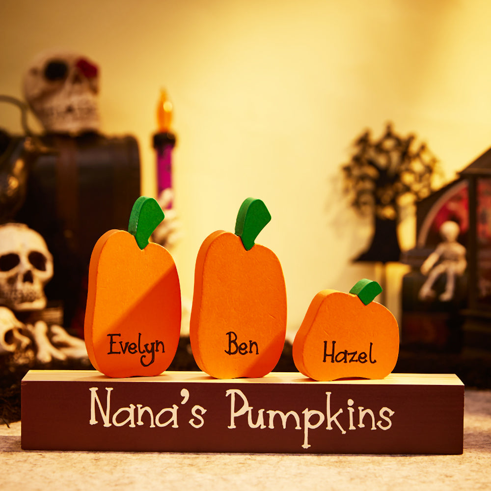 Zucca Personalizzata con Nome e Base in Legno Regalo Halloween Famiglia