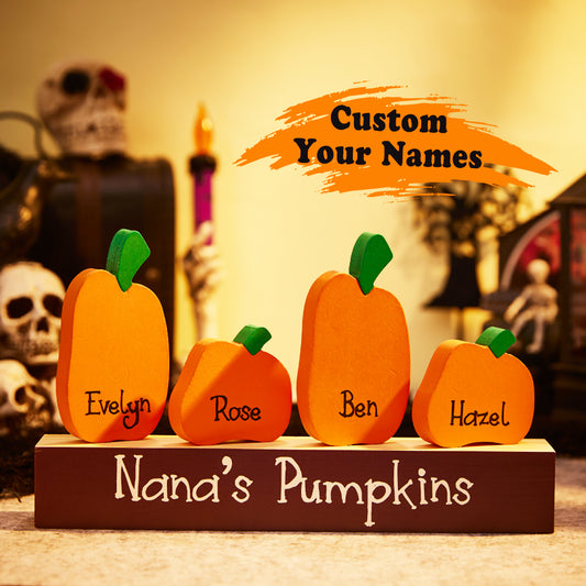 Zucca Personalizzata con Nome e Base in Legno Regalo Halloween Famiglia