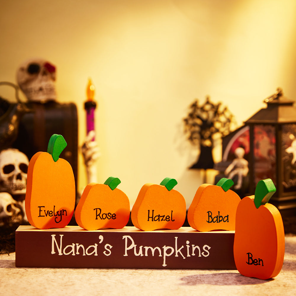 Zucca Personalizzata con Nome e Base in Legno Regalo Halloween Famiglia