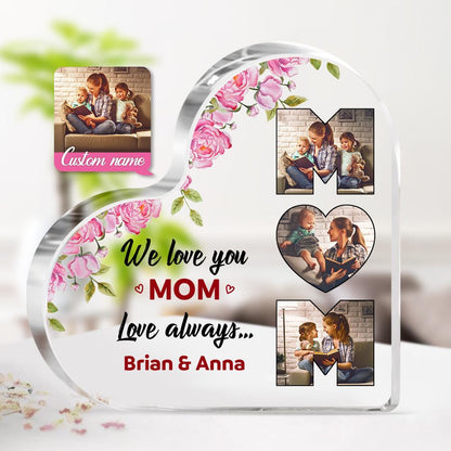 Cuore in Acrilico Personalizzato con Foto e Fiori – Decorazione Unica per la Festa della Mamma – Regalo Su Misura