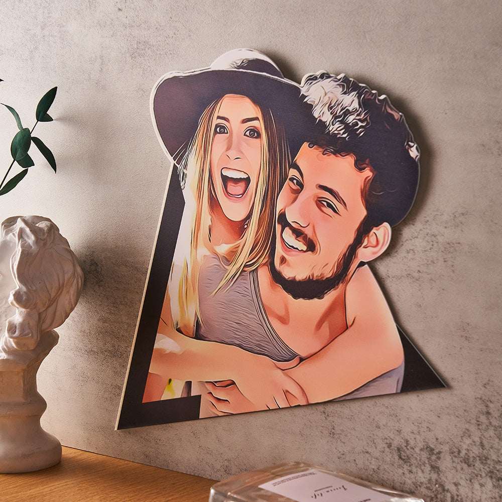 Decorazione Parete Coppia Cartoon in Legno Ritratto Personalizzato idea regalo lui lei mamma papà