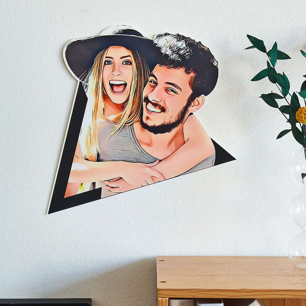 Decorazione Parete Coppia Cartoon in Legno Ritratto Personalizzato idea regalo lui lei mamma papà