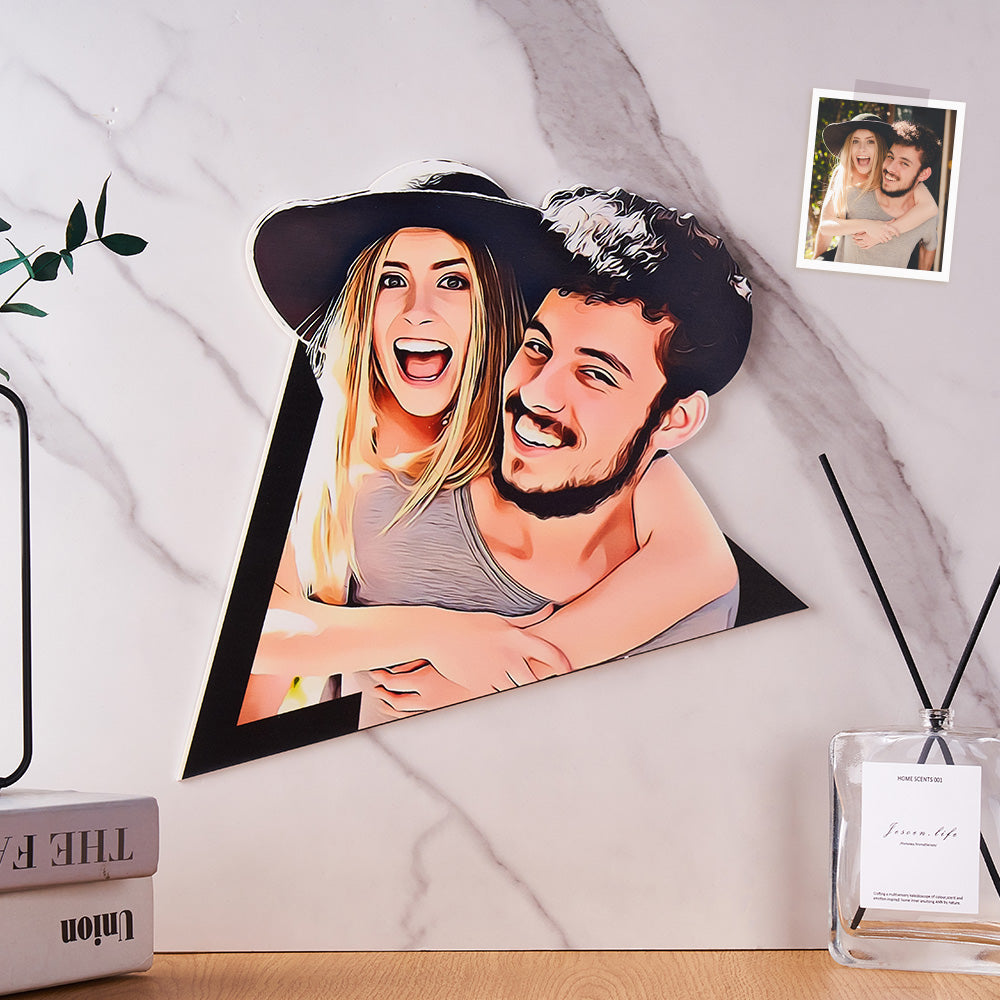 Decorazione Parete Coppia Cartoon in Legno Ritratto Personalizzato idea regalo lui lei mamma papà