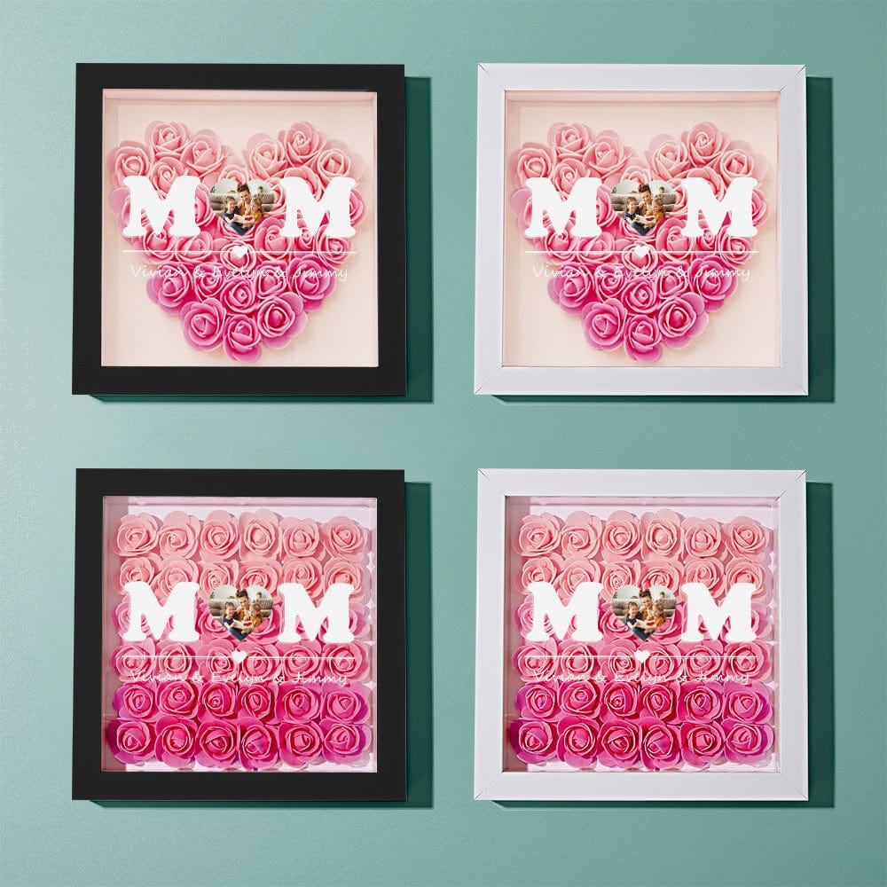 Cornice con foto e fiori personalizzata rosa idea regalo mamma