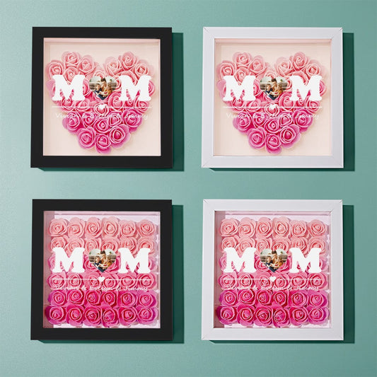 Cornice con foto e fiori personalizzata rosa idea regalo mamma