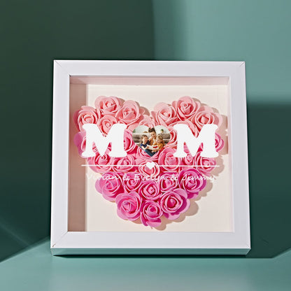 Cornice con foto e fiori personalizzata rosa idea regalo mamma