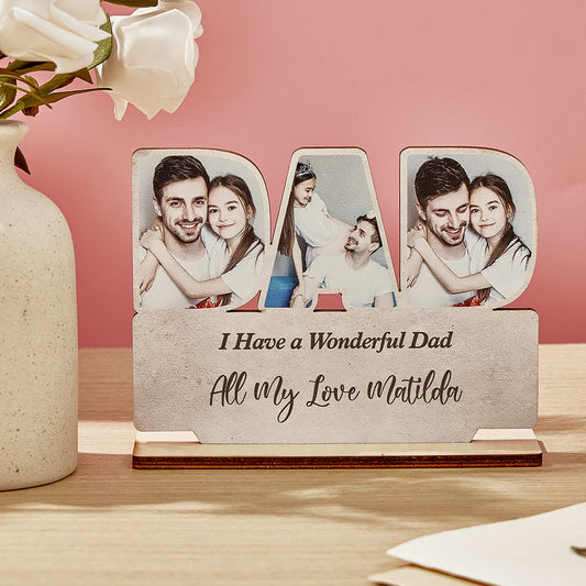 Targa in legno personalizzata per papà con foto