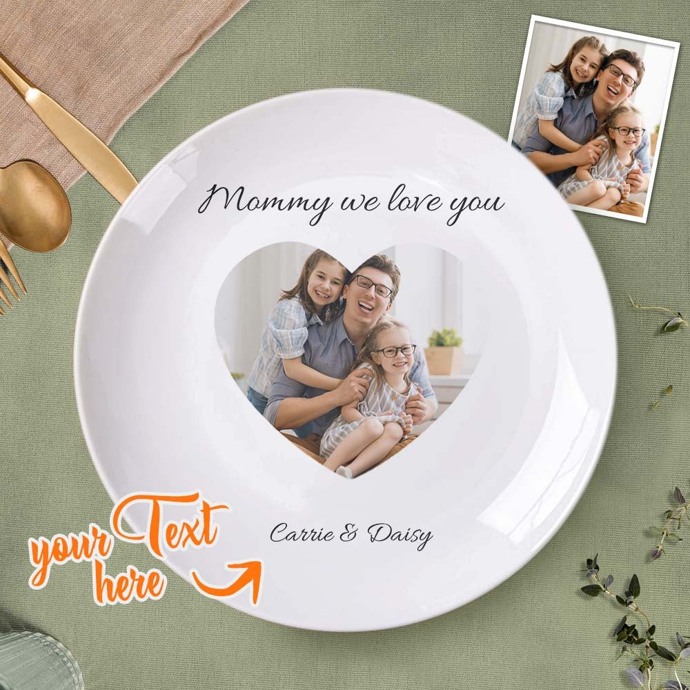 Piatto in Ceramica Personalizzato con Foto a Cuore Regalo Mamma