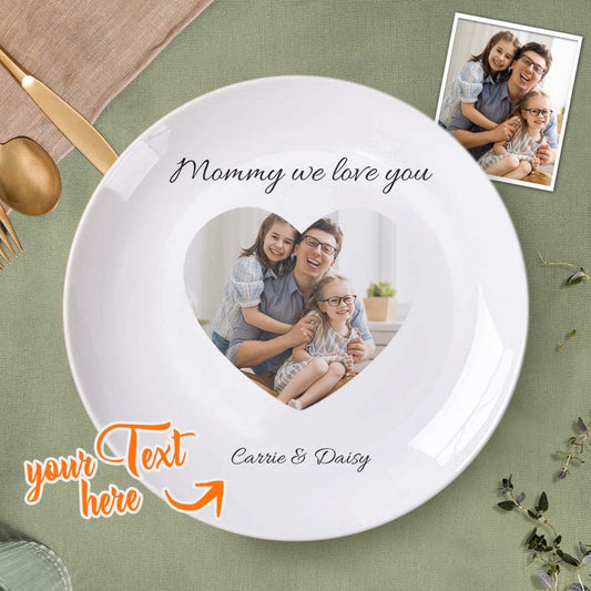 Piatto in Ceramica Personalizzato con Foto a Cuore Regalo Mamma