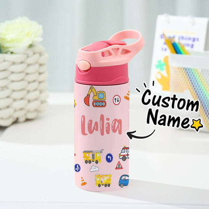Tazza Termica Trattore Personalizzata con Nome Regalo Bambini Acciaio