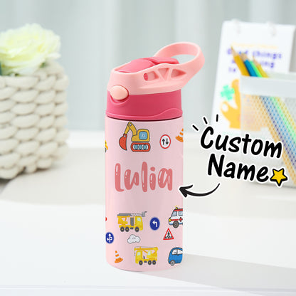 Tazza Termica Trattore Personalizzata con Nome Regalo Bambini Acciaio