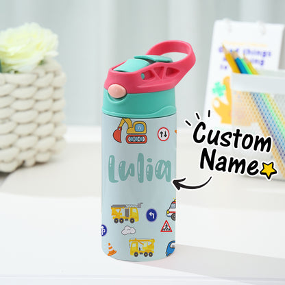 Tazza Termica Trattore Personalizzata con Nome Regalo Bambini Acciaio