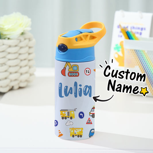 Tazza Termica Trattore Personalizzata con Nome Regalo Bambini Acciaio