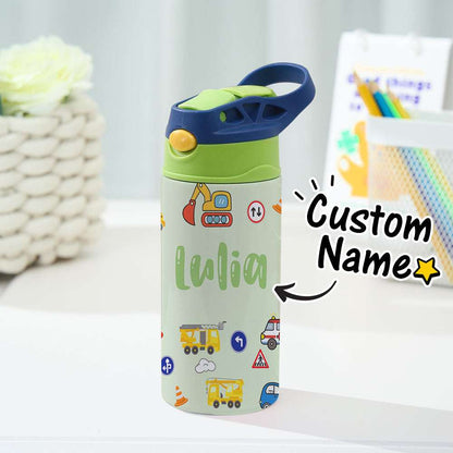 Tazza Termica Trattore Personalizzata con Nome Regalo Bambini Acciaio