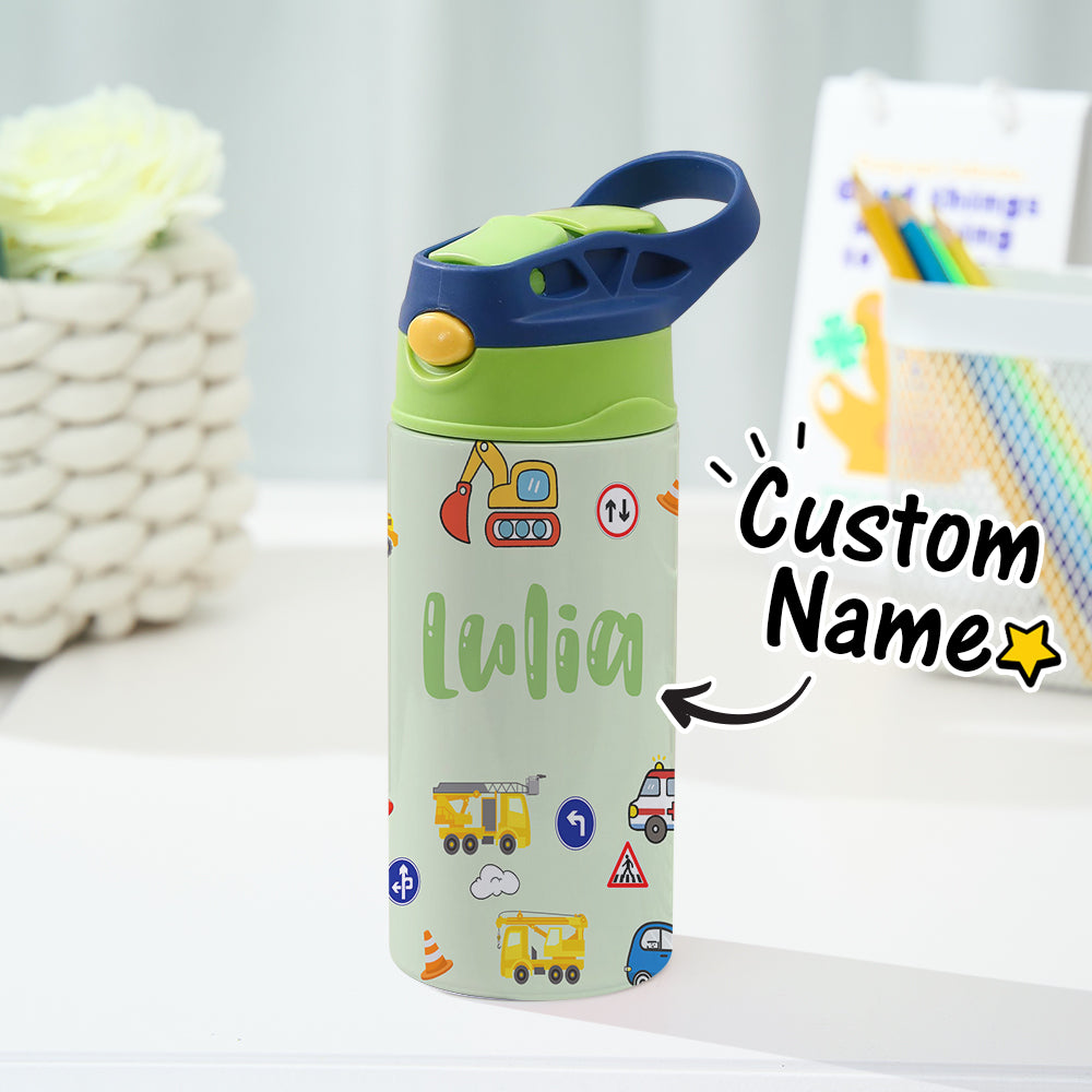 Tazza Termica Trattore Personalizzata con Nome Regalo Bambini Acciaio