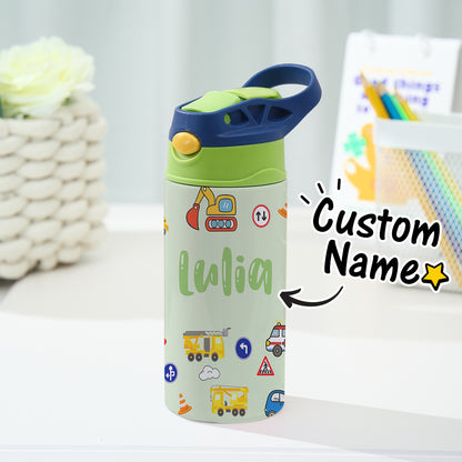 Tazza Termica Trattore Personalizzata con Nome Regalo Bambini Acciaio