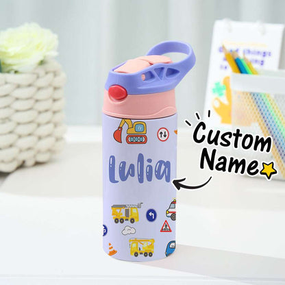 Tazza Termica Trattore Personalizzata con Nome Regalo Bambini Acciaio