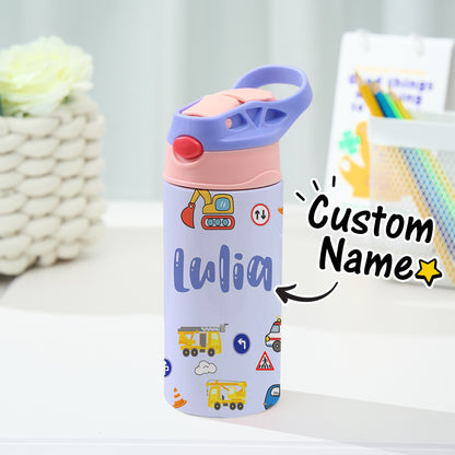Tazza Termica Trattore Personalizzata con Nome Regalo Bambini Acciaio