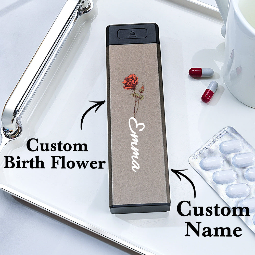 Organizer Pillole Settimanale Personalizzato Nome e Fiore Nascita idea regalo mamma nonni papà