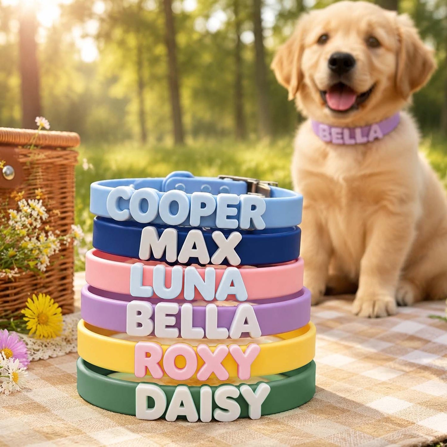 Collare Silicone Cane Gatto Personalizzato con Lettere Nome Set Collare e Guinzaglio