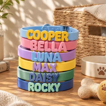 Collare Silicone Cane Gatto Personalizzato con Lettere Nome Set Collare e Guinzaglio