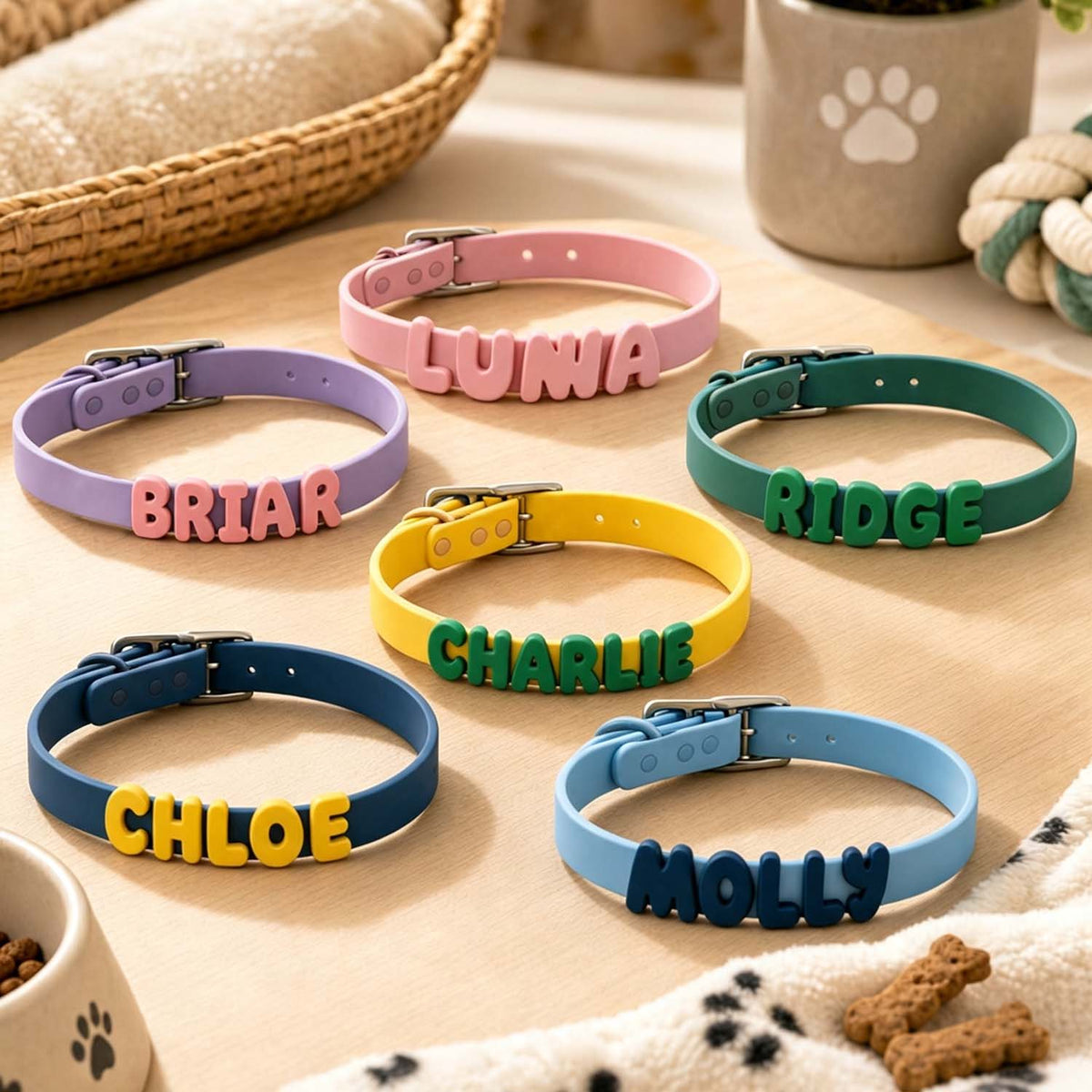 Collare Silicone Cane Gatto Personalizzato con Lettere Nome Set Collare e Guinzaglio