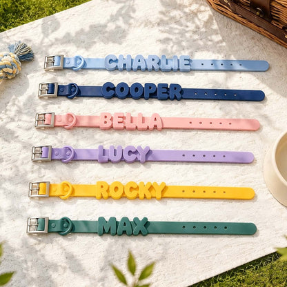 Collare Silicone Cane Gatto Personalizzato con Lettere Nome Set Collare e Guinzaglio