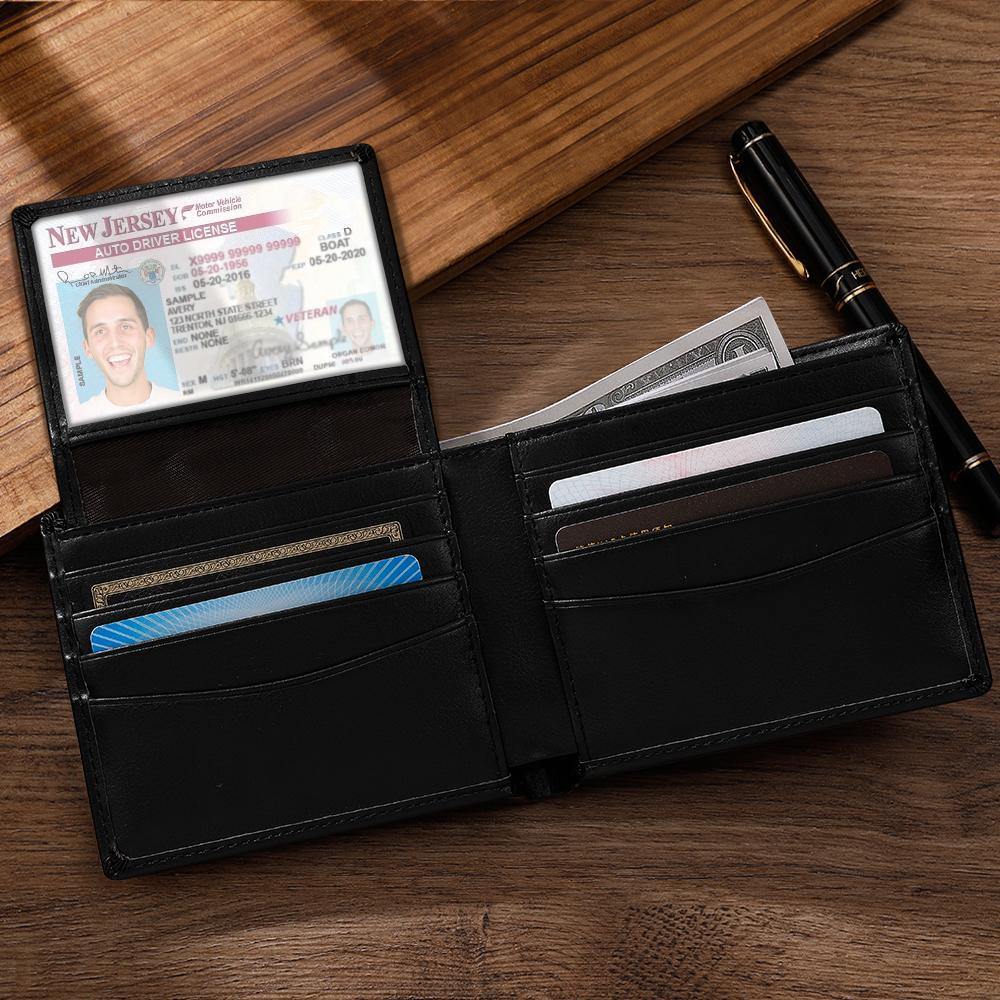 Portafoglio da uomo in pelle personalizzato foto protezione RFID e spazzola antifurto regalo papà