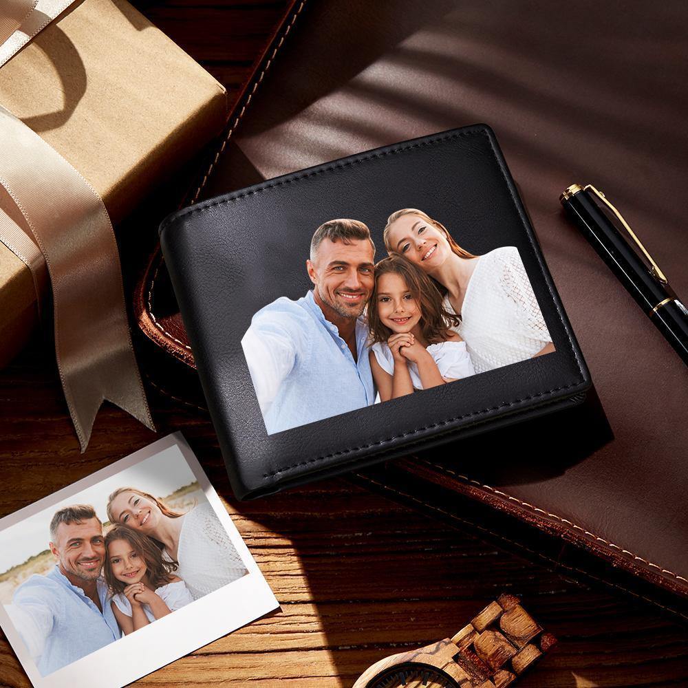 Portafoglio da uomo in pelle personalizzato foto protezione RFID e spazzola antifurto regalo papà