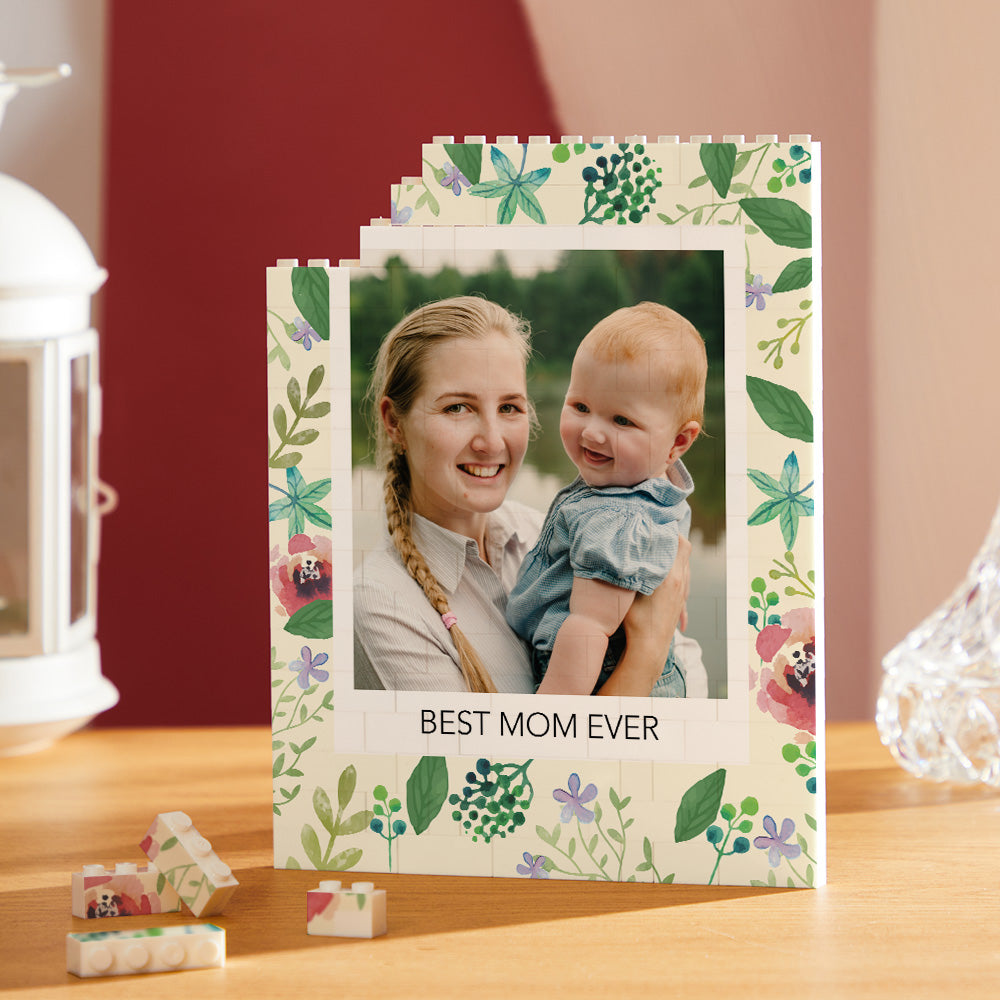 Puzzle di Mattoncini Personalizzato "Best Mom Ever" – Foto su Mattoncini Verticali – Regalo Creativo per la Festa della Mamma