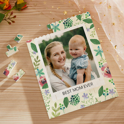 Puzzle di Mattoncini Personalizzato "Best Mom Ever" – Foto su Mattoncini Verticali – Regalo Creativo per la Festa della Mamma
