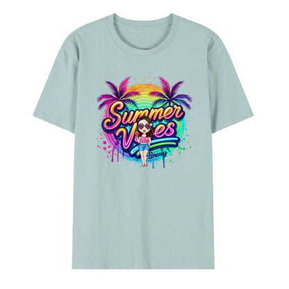 T-shirt Personalizzata Cartoon Summer Vibes con Nome