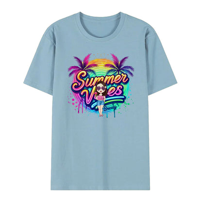 T-shirt Personalizzata Cartoon Summer Vibes con Nome