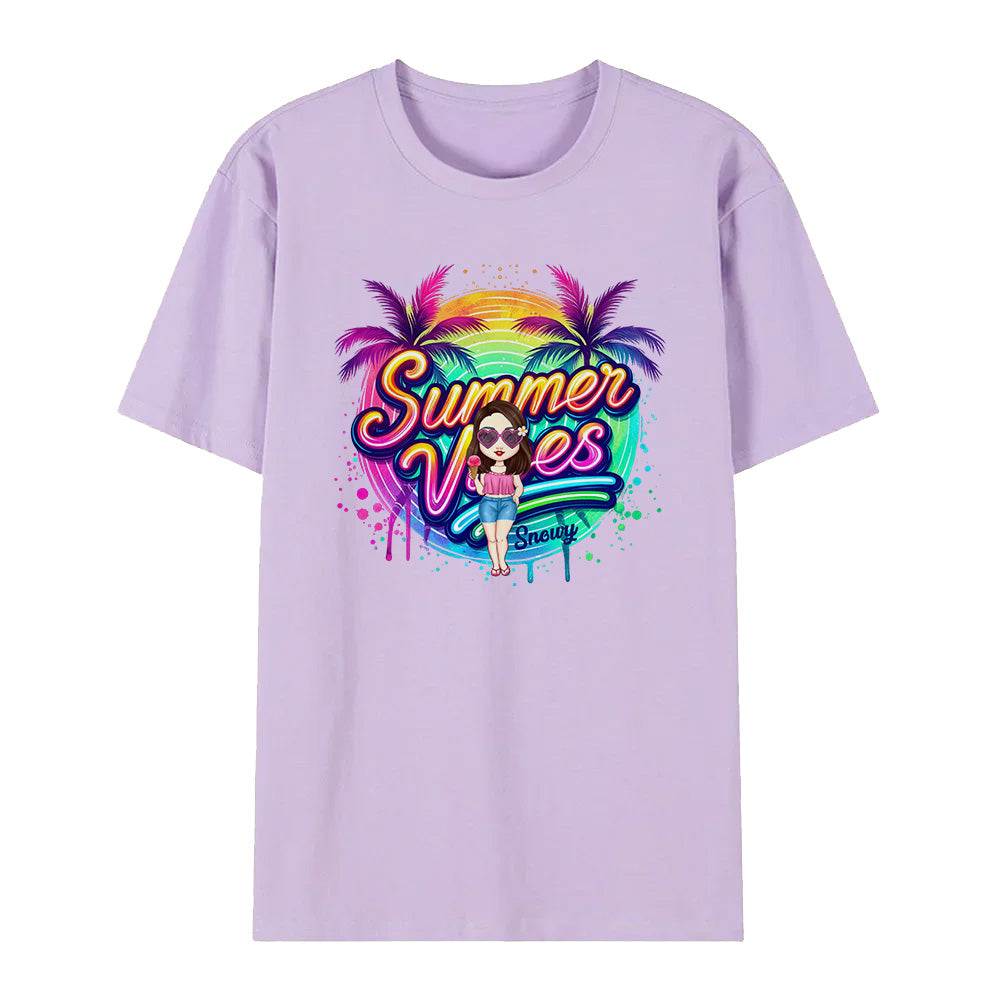 T-shirt Personalizzata Cartoon Summer Vibes con Nome